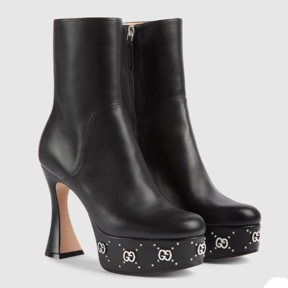 NIB Gucci Janaya leather GG studs platform Booties - IT 39.5 US 9.5; Rtl $1850